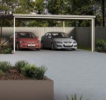Two cars parked under a carport on a grey pavement — Narellan Home Improvement Centre In Narellan, NSW