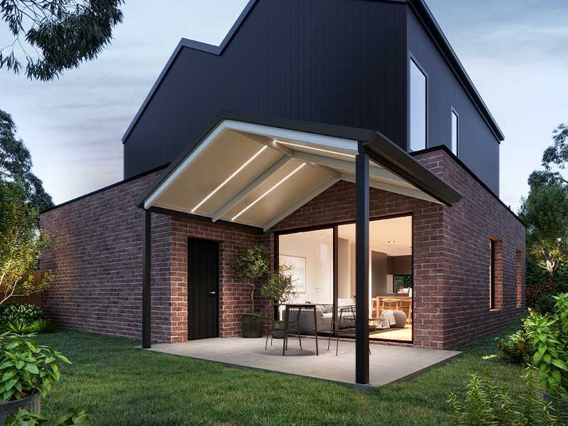 Patio With Black Pergola — Narellan Home Improvement Centre In Narellan, NSW