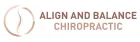 Logo for Align and Balance Chiropractic featuring a spine icon in a circle and the business name in rose gold.