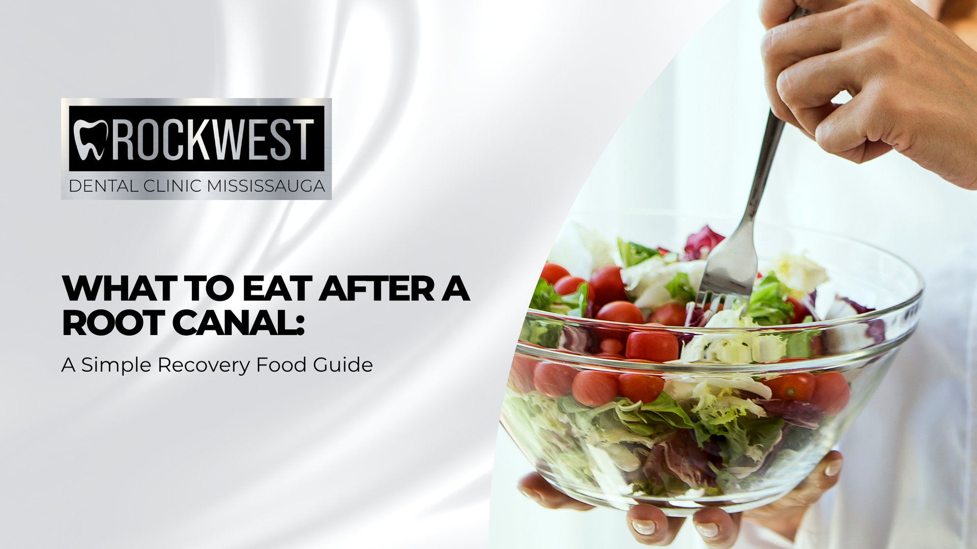 A person is eating a salad from a bowl with a fork.