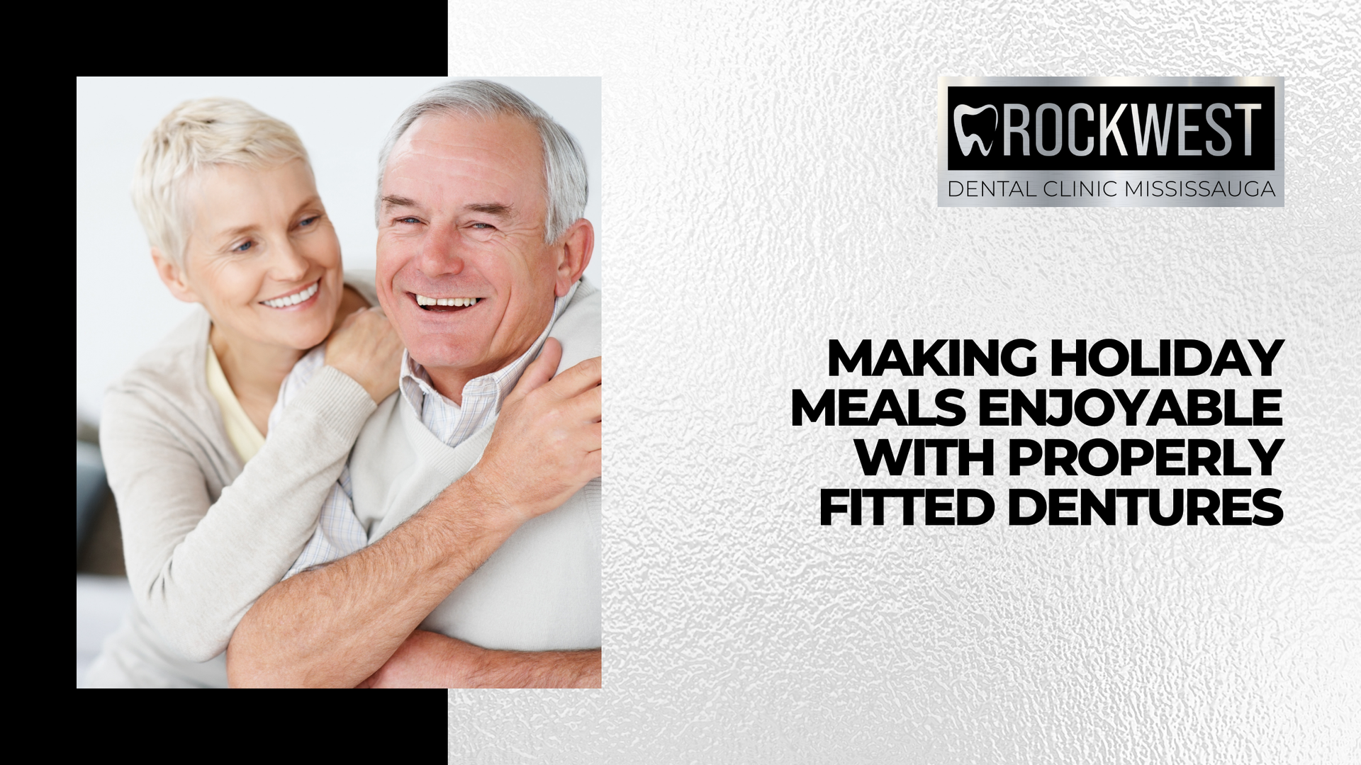 Smiling couple with logo: 