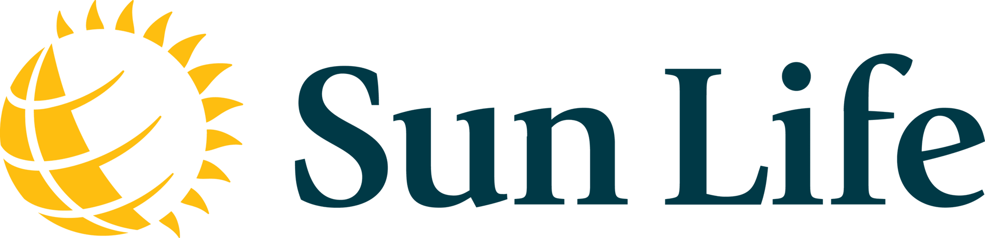 A logo for sun life with a sun and the words sun life
