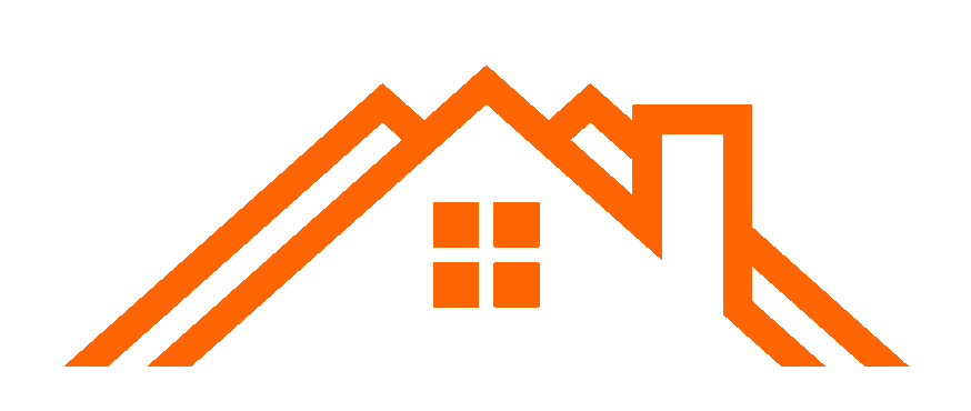 Orange house silhouette with a window.