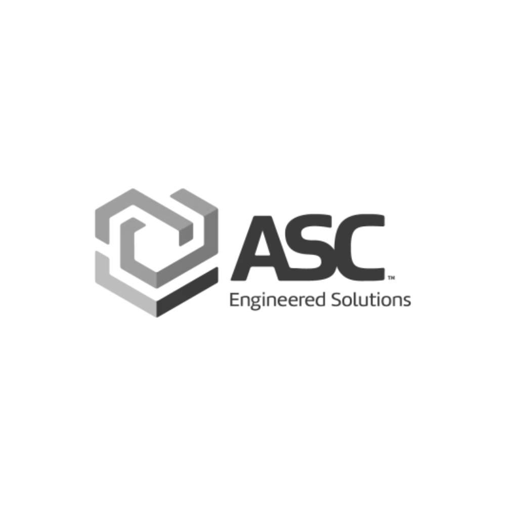 A black and white logo for asc engineered solutions.