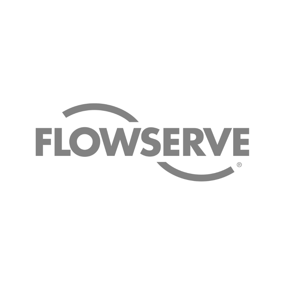A black and white logo for flowserve on a white background.