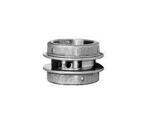 A black and white photo of a metal object on a white background.