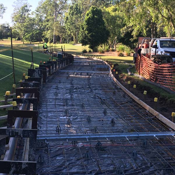 concrete pathway rebar preparation