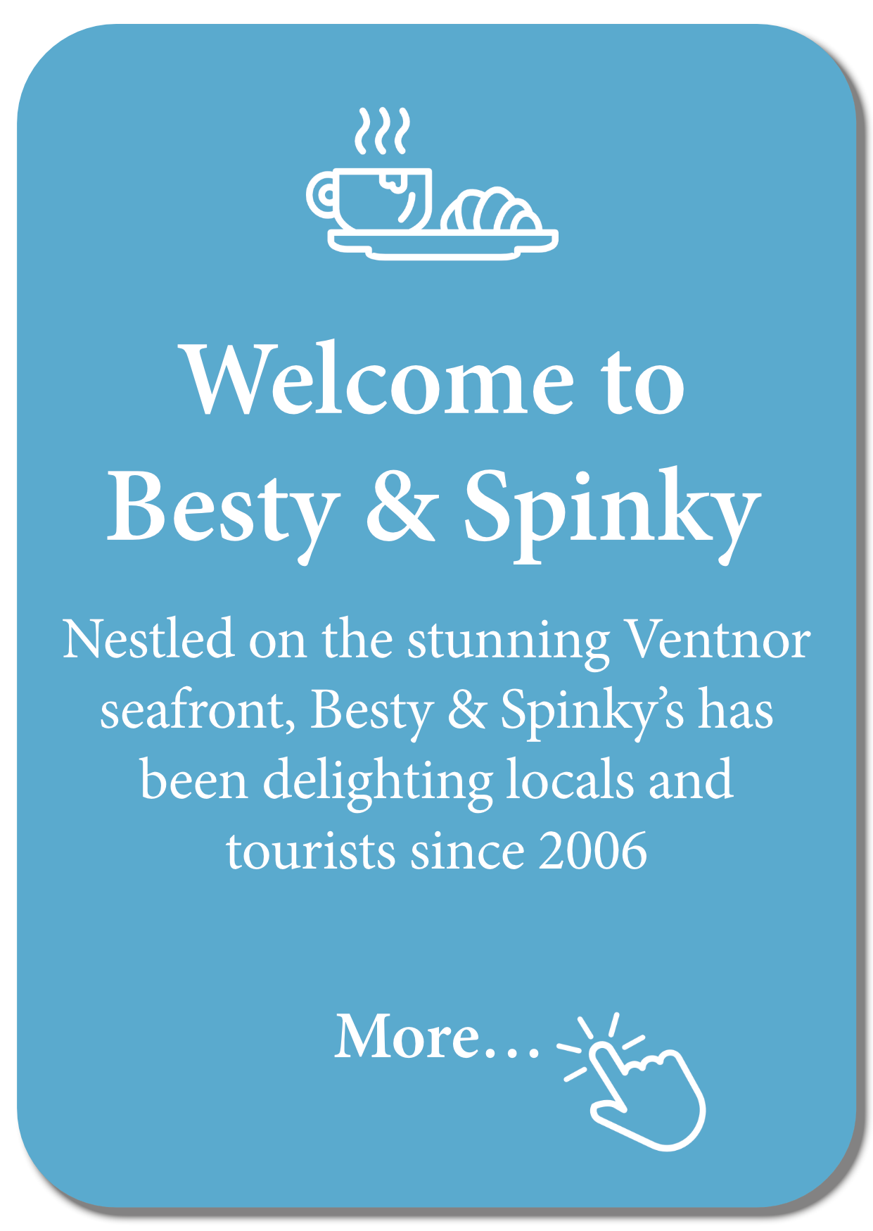 A blue sign that says welcome to besty & spinky