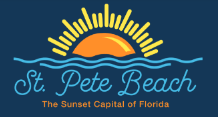 A logo for st. pete beach the sunset capital of florida