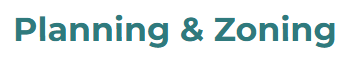 The word planning and zoning is on a white background