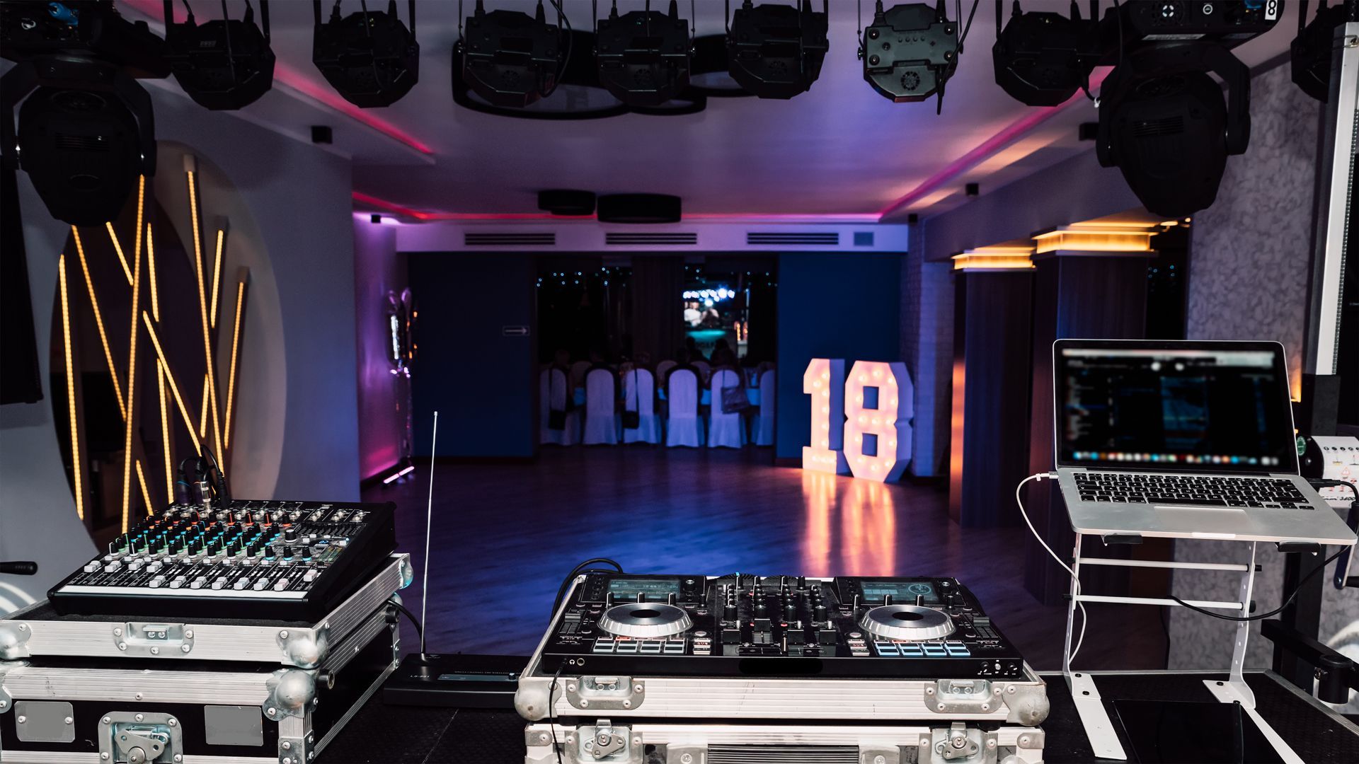 DJ setup at a birthday party.