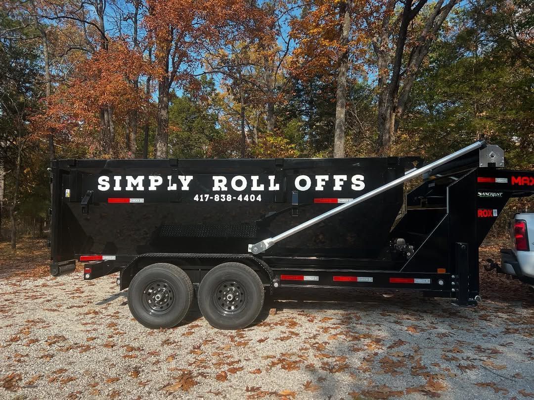 A dumpster with the word simply roll offs on it