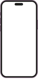 A purple cell phone with a white screen on a white background.