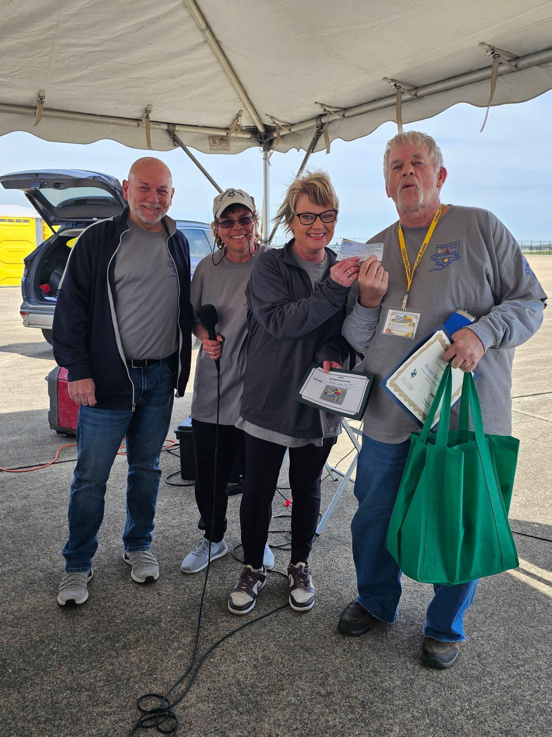Photo of: Todd Jennings, 5311 Project Manager, Vicky Warner, RTAP and RLS, Cheri Perkins, Executive Director of LaGrange County COA, and Michael Nelson with LaGrange County our third place winner.