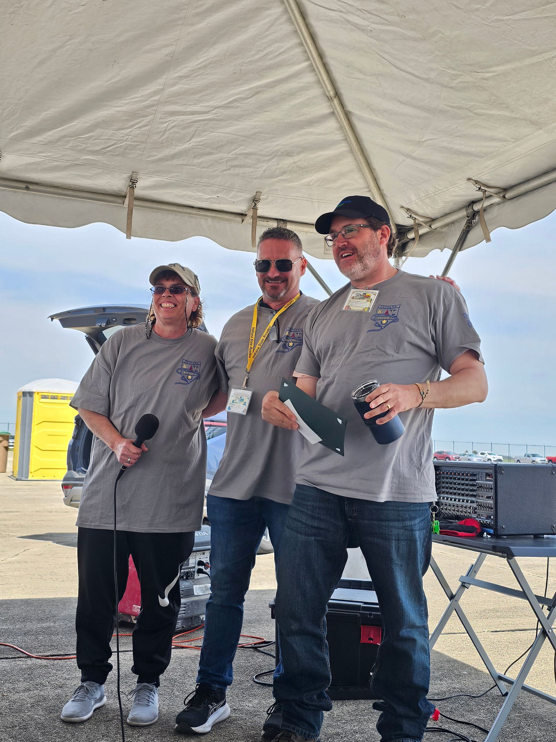 photo of: Vicky Warner, RTAP/RLS, Marty Blake, INDOT Division Chief, and Dereck Johnson with Columbus Transit, our first place