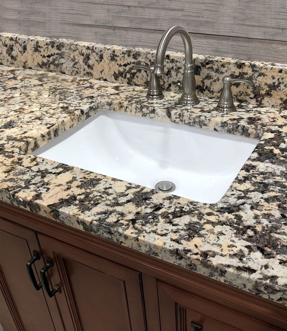 Granite Countertops — Granite Countertop on Bathroom Cabinet in Hillburn, NY