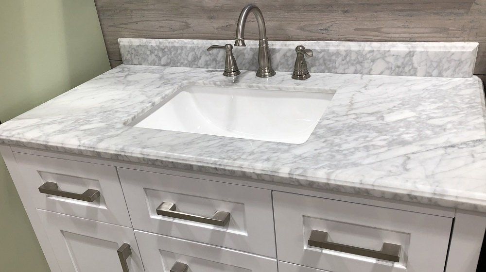 Install New Countertops — Marble Countertop on Bathroom in Hillburn, NY