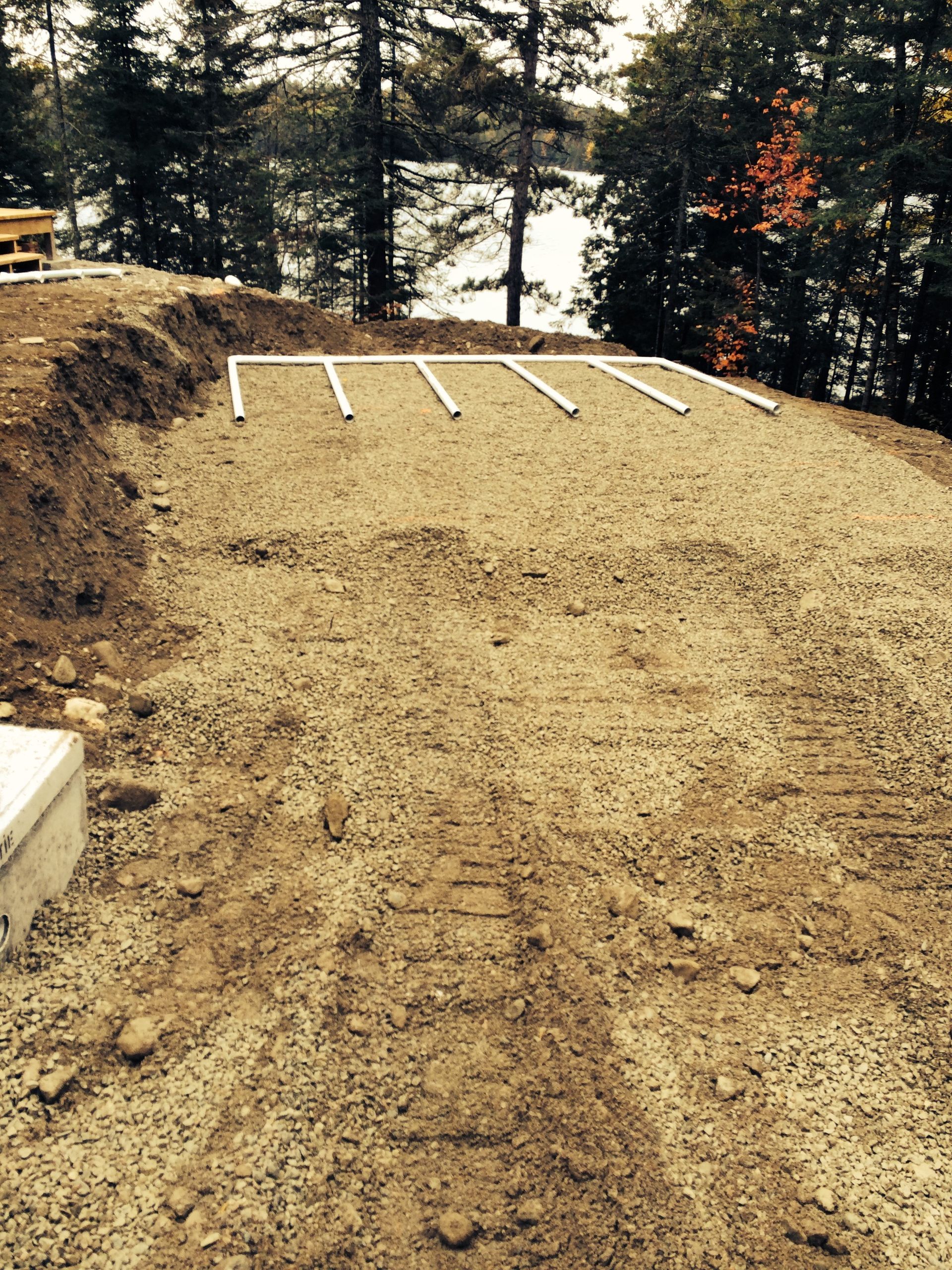 Un chemin de terre avec beaucoup de gravier et d arbres en arrière-plan.