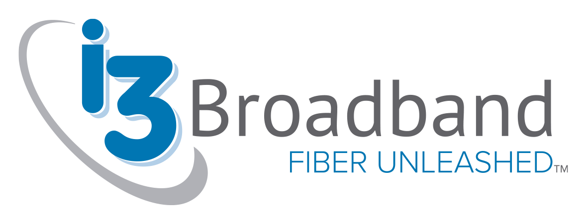 The logo for i3 broadband fiber unleashed