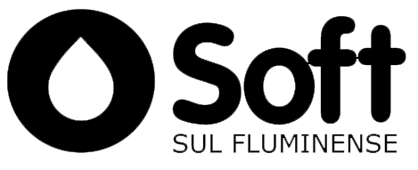 Um logotipo preto e branco para o soft sul fluminense em um fundo branco.