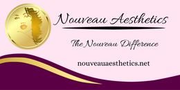 A logo for nouveau aesthetics with a picture of a woman 's face.