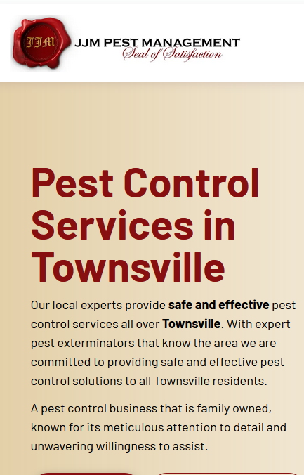 a page that says pest control services in townsville