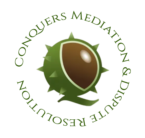 A logo for conquers mediation and strategic solutions