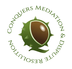 A logo for conquers mediation and strategic solutions