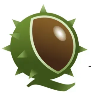 A cartoon illustration of a chestnut cut in half