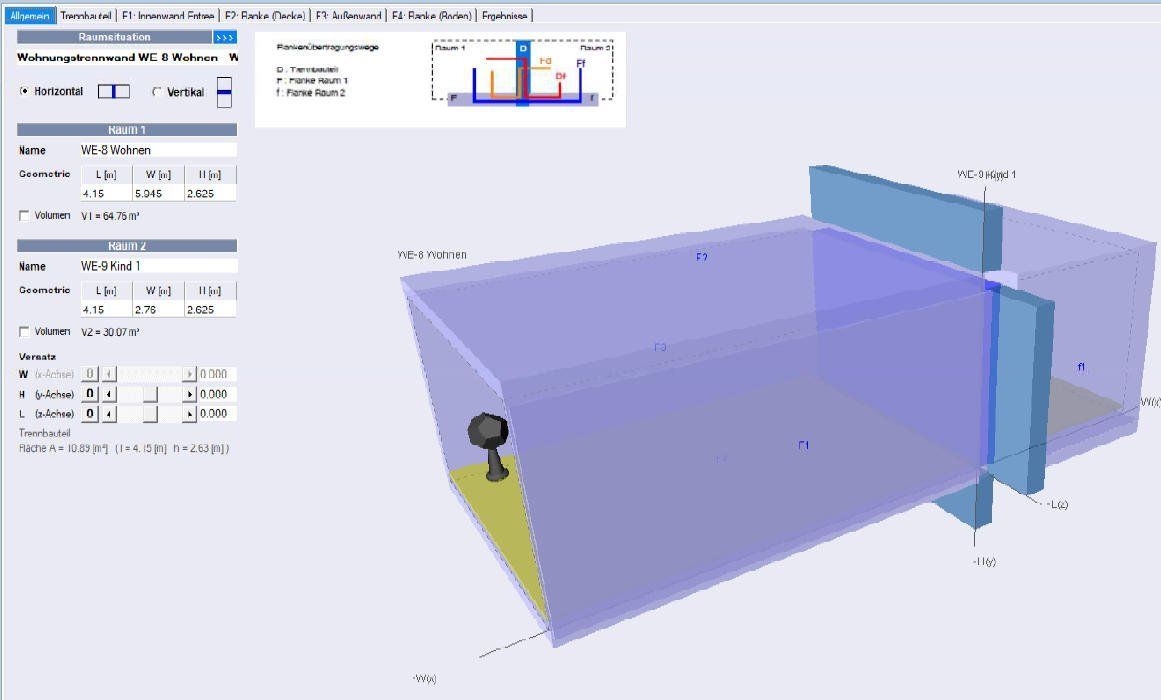 Auf einem Computerbildschirm wird ein 3D-Modell eines Raums angezeigt.