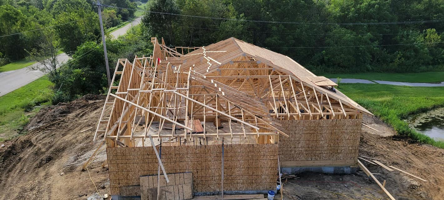Top View Of Under Construction Pole Barn - Pekin, IL - CMT Excavating Services