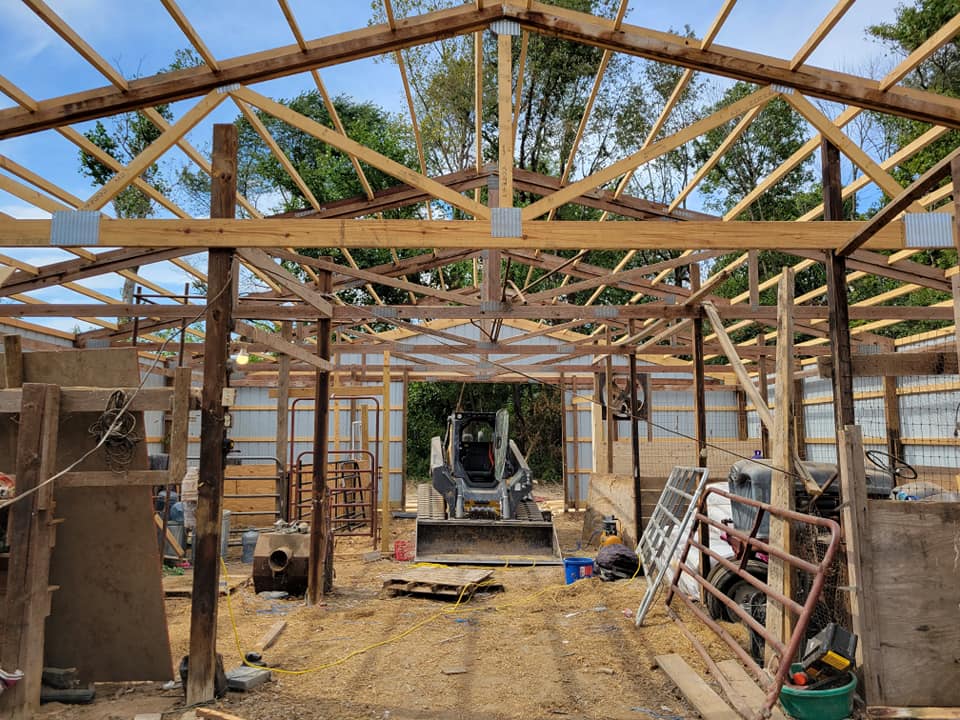 Under Construction Pole Barn - Pekin, IL - CMT Excavating Services