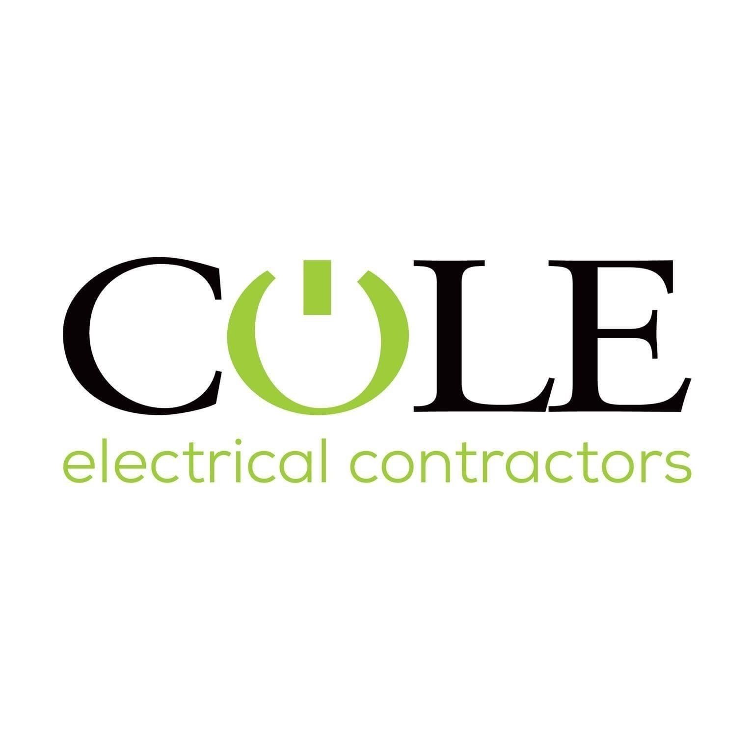 the logo for cole electrical contractors is green and black