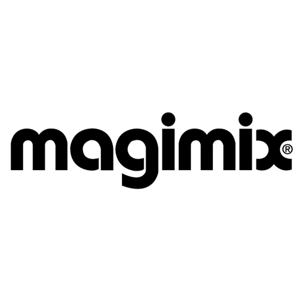 a black and white logo for magimix on a white background .
