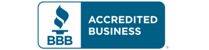 BBB Accredited Business logo, blue and white.