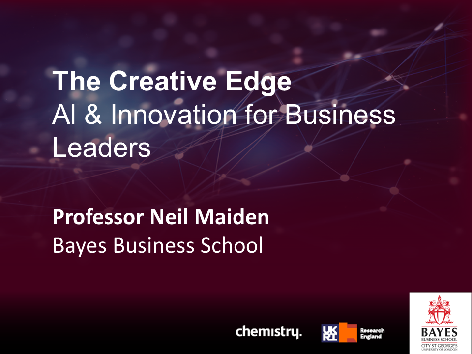 Title text: The Creative Edge AI and Innovation for Business Leaders, Amsterdam, 5th September 2024