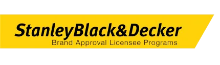 Stanley Black & Decker logo in black text on a yellow banner.