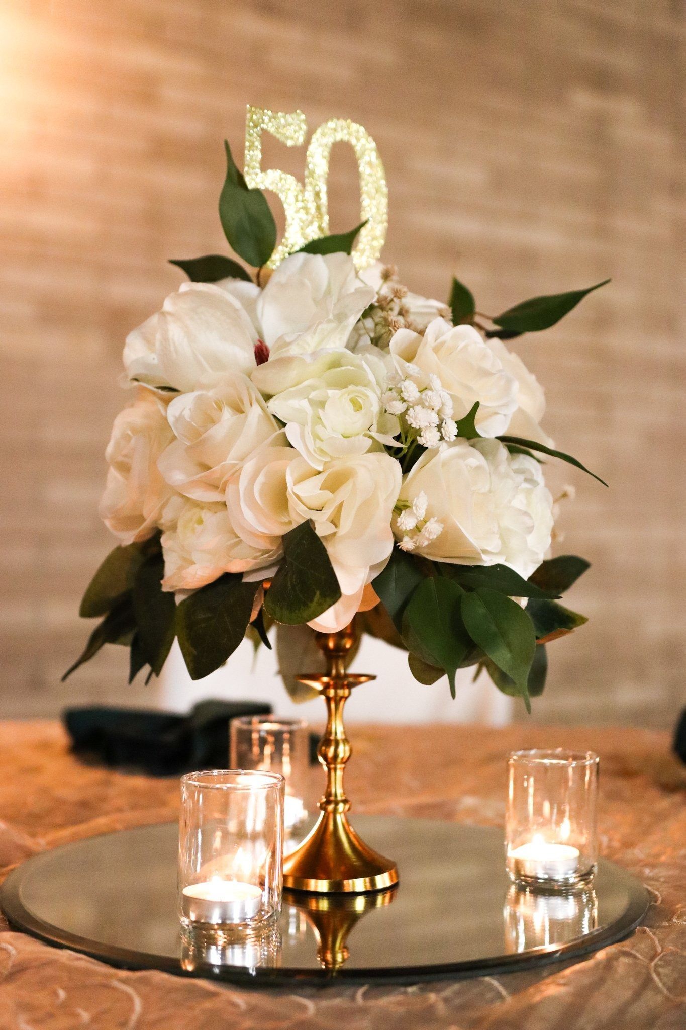 Gold floral centerpiece with 