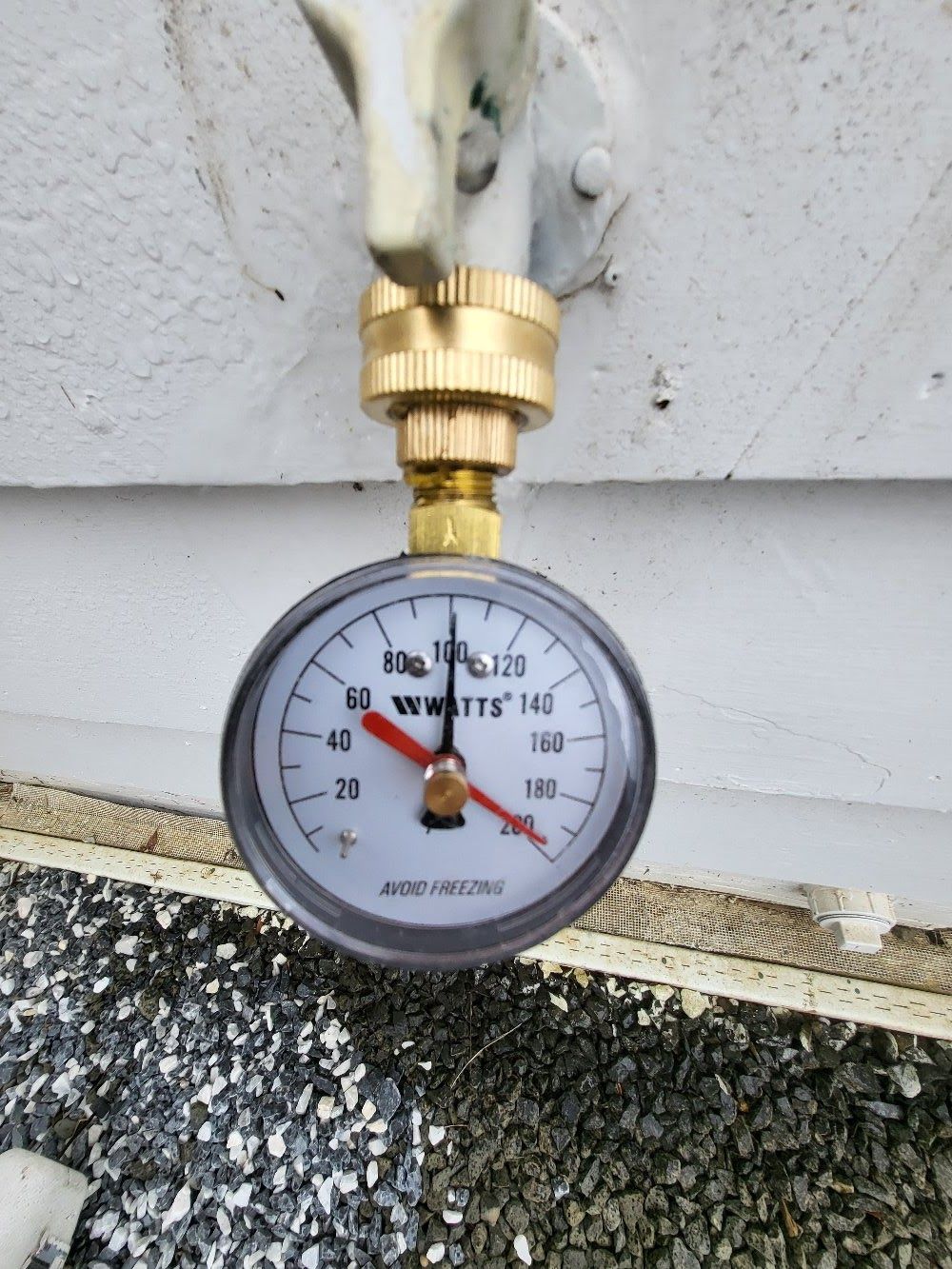 A water pressure gauge is attached to a faucet