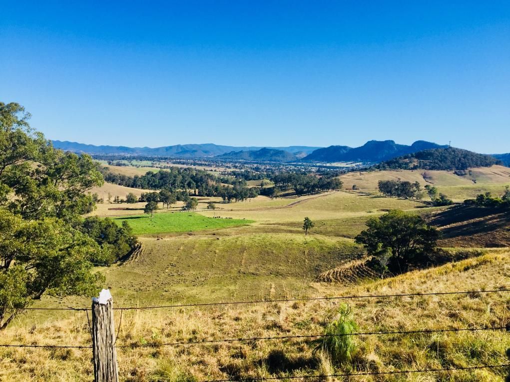 Farmland Under a Clear Blue Sky, With Distant Hills and Scattered Trees — Huddo's Plumbing Service in Hunter Valley, NSW