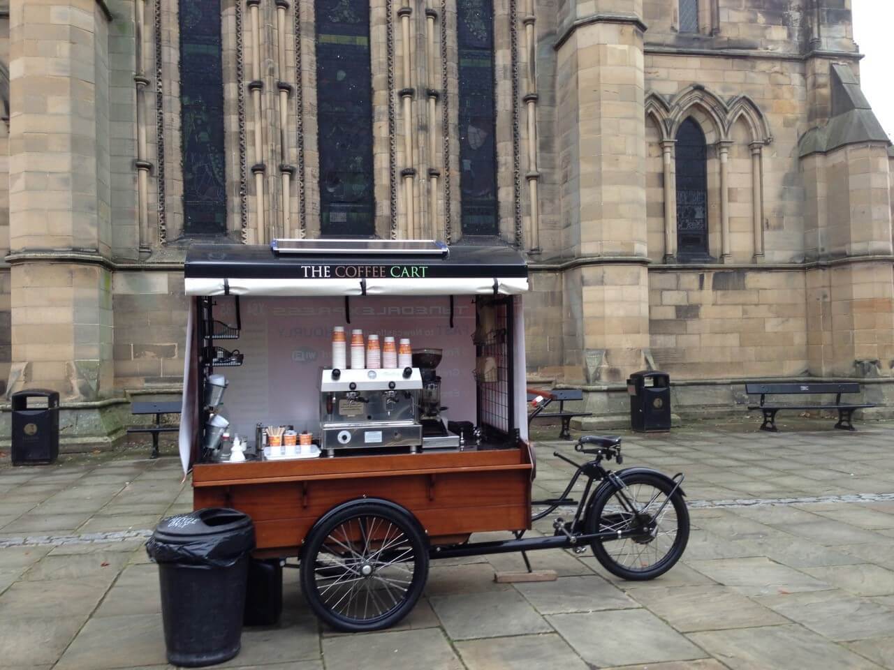 the coffee cart in front of a cathedral 2