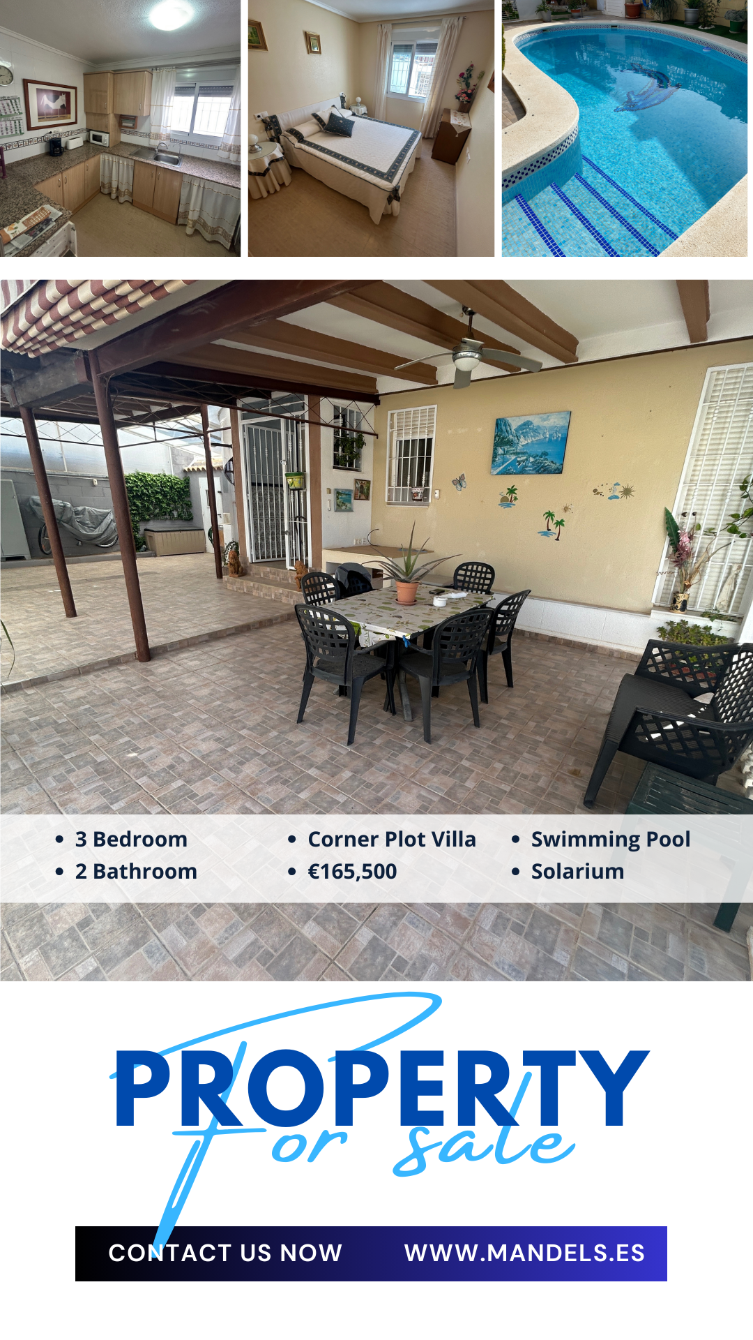 3 Bedroom, Semi detached Corner Villa, with pool, for sale. Sierra golf, Murcia, Spain