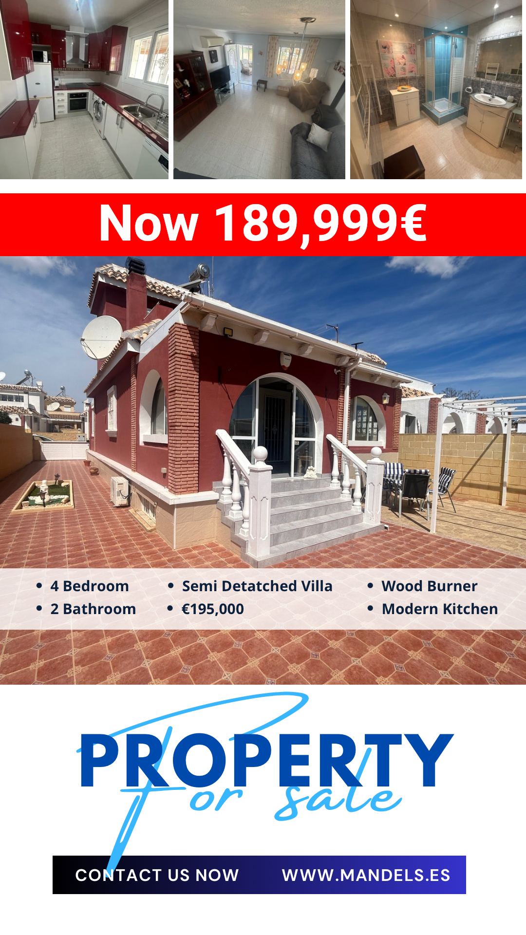 4 Bedroom Semi attached Villa for Sale.  Sierra Golf, Murcia, Spain for Sale 