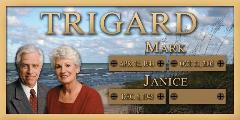 A picture of a man and woman with the name trigard on it