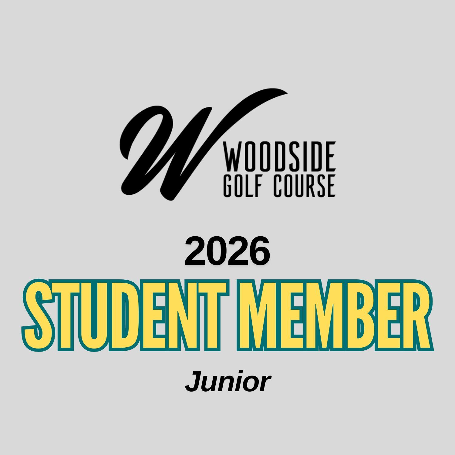 Woodside Golf Course Student Membership card, yellow bar, text says 