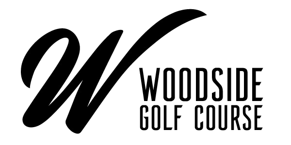 Woodside Golf Course logo: Black cursive "W" with "WOODSIDE GOLF COURSE" text.