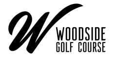 Woodside Golf Course logo: Black cursive "W" with "WOODSIDE GOLF COURSE" text.