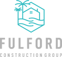 A blue and gray logo for fulford construction group