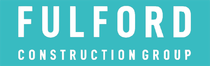 A blue and white logo for fulford construction group