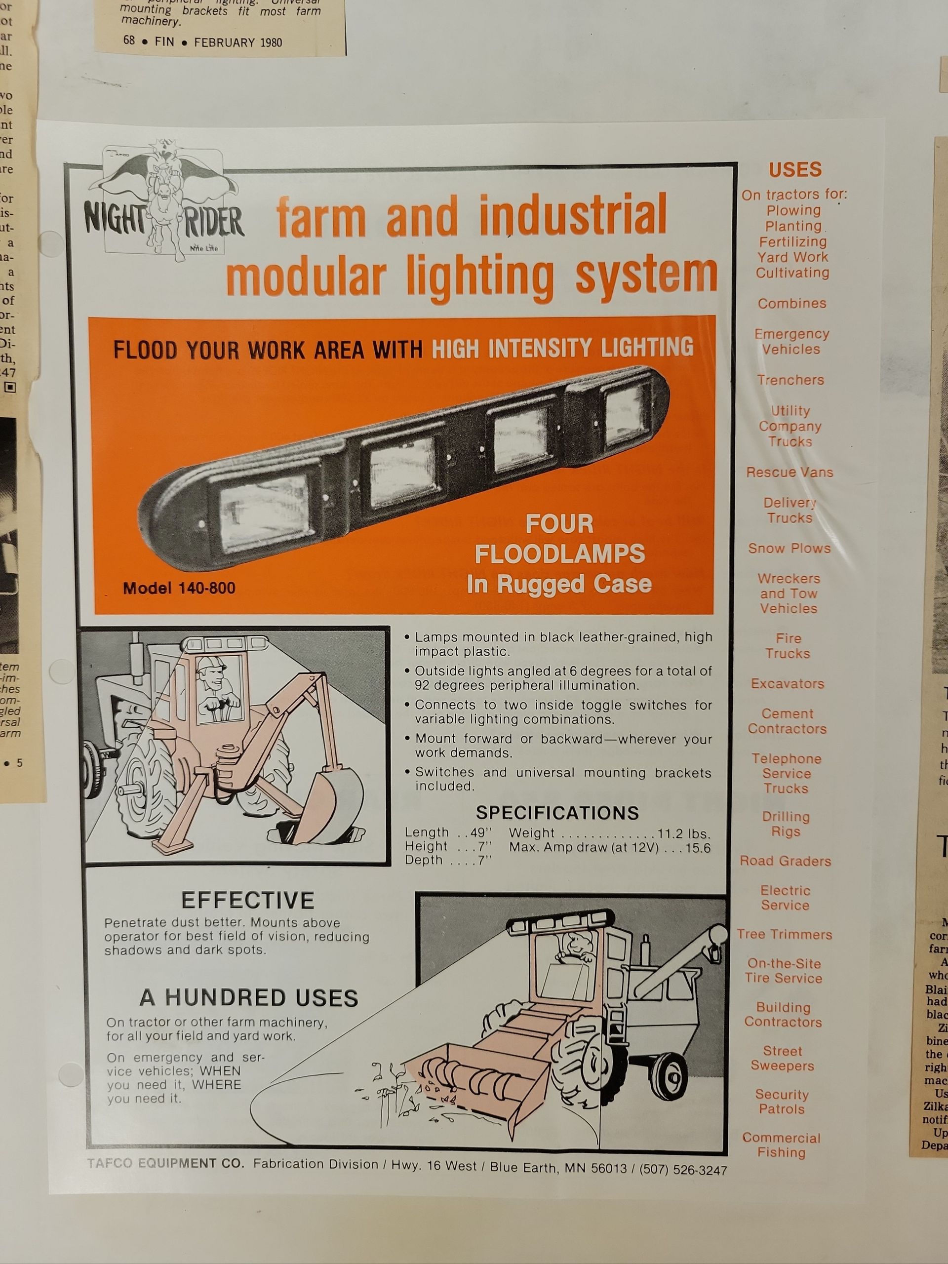 An advertisement for a farm and industrial modular lighting system